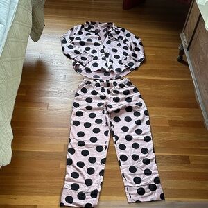 Victoria's Secret Pink and Black Polka Dot Pajama Set